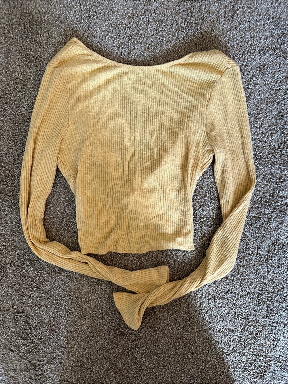 Altar'd State Ribbed Long-Sleeve Top in Mustard Yellow